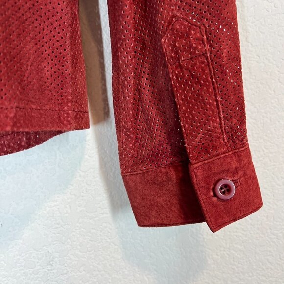 Leather Shirt Jacket Shacket Italy Large - Picture 7 of 7